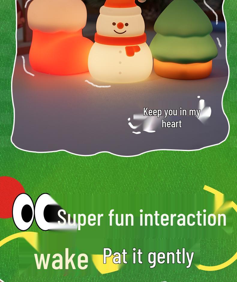 Grenzüberschreitendes Weihnachts-Silikon-Nachtlicht: Wiederaufladbare Nachttisch-Atmosphärenlampe mit Timer