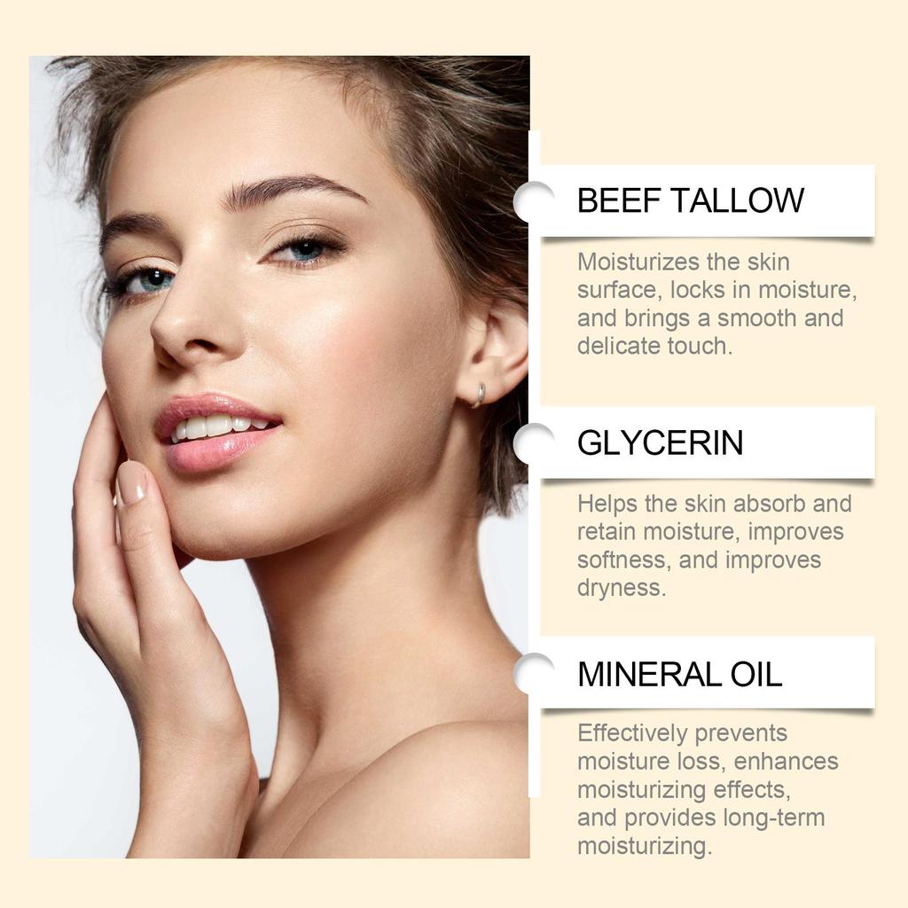 Beef Tallow Face Cream Moisturizing Skin Barrier Repair Deep Nourishment Smooth Soft Avocado Oil Wrinkle Removal Cream