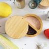 Bamboo Salt Jar with Spoon Kitchen Spice Jar Magnetic Rotating Household Seasoning Container Jewelry Handmade Storage Boxes