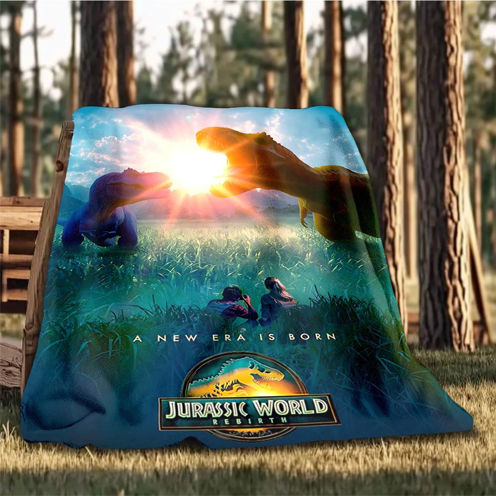 1pc Jurassic World Outdoor Flannel Blanket, Cozy & Warm Soft Te Playful Design, Napping Camping,
