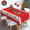 Merry Christmas Snowman Snowflakes Tablecloth for Table Decor Winter Holly Berry Santa Dining Table Cloth Christmas Decorations