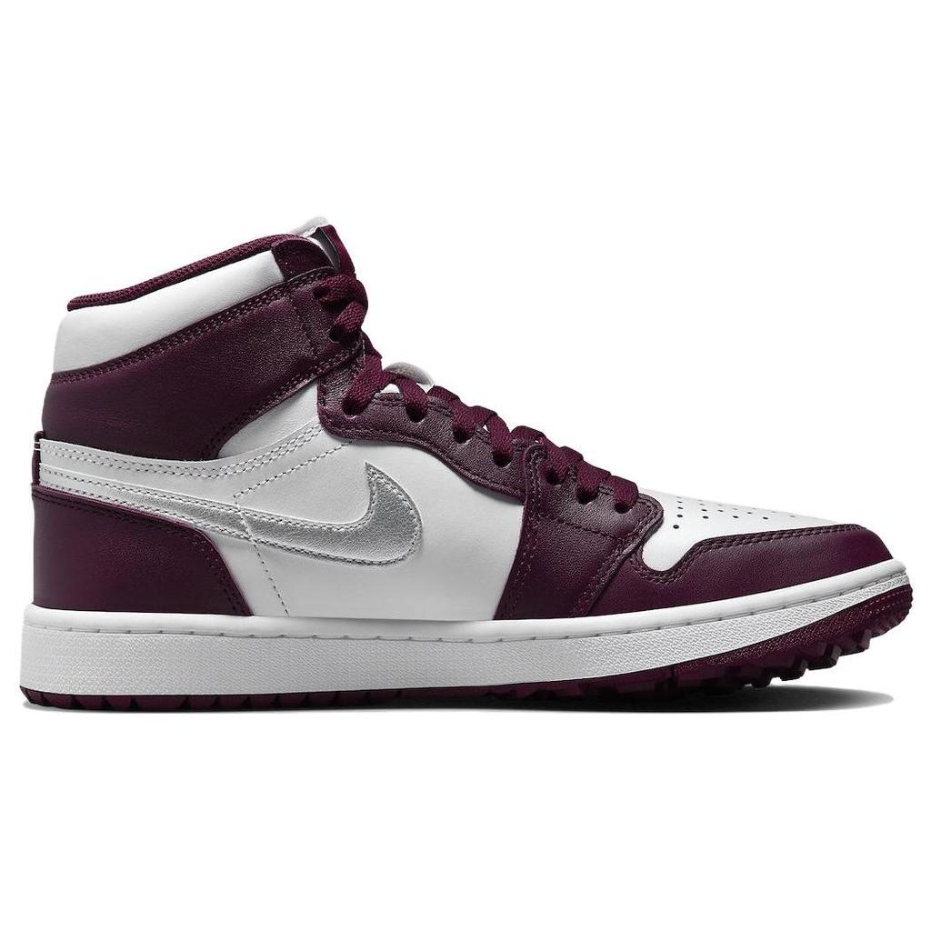 Zapatillas Unisex Air Jordan 1 High Golf Burdeos Rojo Blanco Plata Metálico DQ0660-103