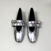 Fashion Fashion Buckle Strap Ladies Mary Janes Flats Shoes Female Shallow Women Ballet Flats Shoes With Height Increasing Footwear
