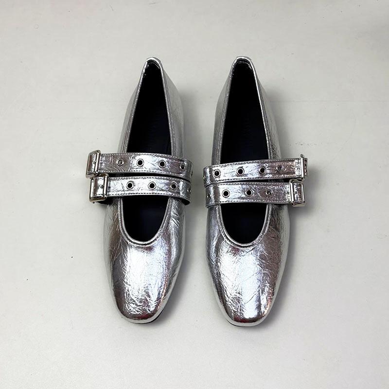 Fashion Fashion Buckle Strap Ladies Mary Janes Flats Shoes Female Shallow Women Ballet Flats Shoes With Height Increasing Footwear