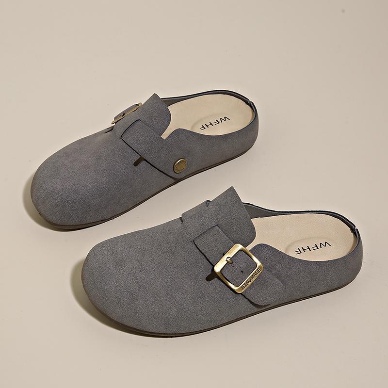 

Модные женские повседневные шлепанцы с закрытым носком, летние уличные тапочки, фланелевые сандалии для пары, удобные нескользящие износостойкие шлепанцы 35 серый