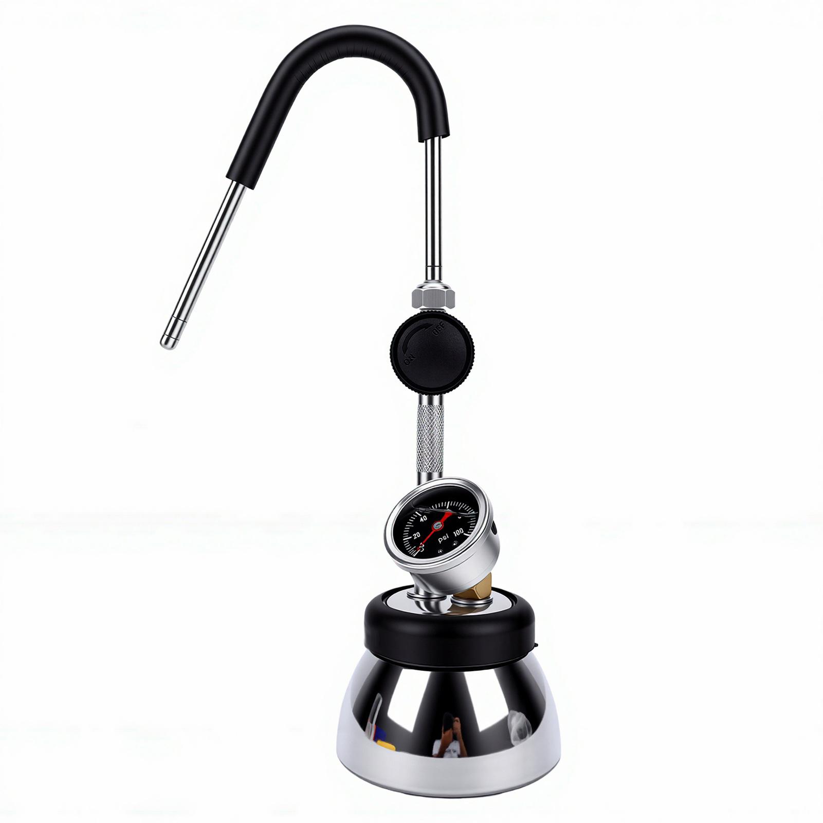 Dampf-Milchaufschäumer Edelstahl 4 Bar Dampf-Kochendes Wasser Aufschäummaschine mit 3-Loch-Düse Luftdruckanzeige für L
