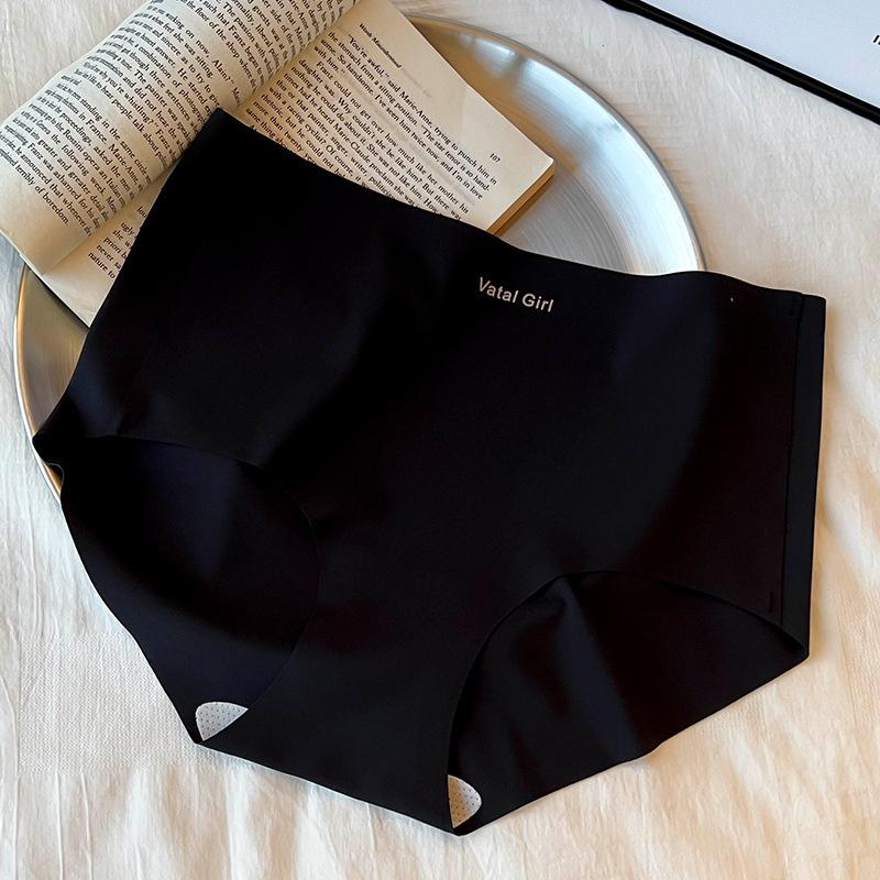 

Female Summer New 7A Mulberry Silk Crotch Breathable No Trace Not Clip Hip Waist Triangle Briefs M чёрный