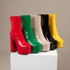 Women Ankle Boots Platform Square High Heel Ladies Short Boots