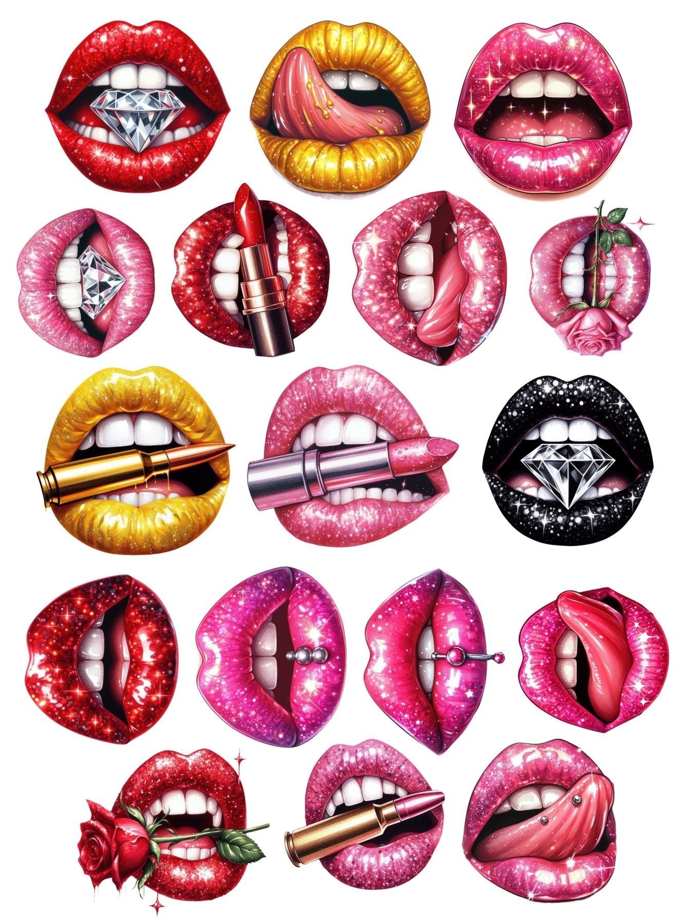 

17pcs Kawaii Creative Cute Self-made Sweet Cute lips/Lick 2 Stickers Scrapbooking Stickers /decorative /DIY Craft Photo Albums білий