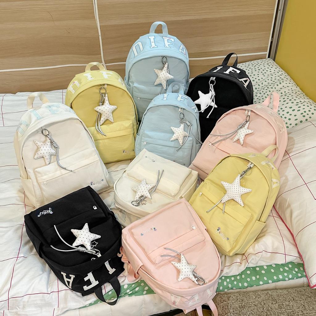 Schoolbag Korean version student schoolbag versatile retro embroidered letter backpack high school ins Japanese junior high school backpack female