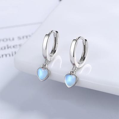 Korean S925 Sterling Silver Colorful Opal Heart Clip Earrings For Women  Girls Wedding Party Jewelry Gift Female Pendientes