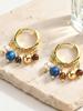 Hoop Earrings, Multi Gemstone Pendant Natural Stone Beads Pendant Bohemian Fashion Trendy Jewelry Ear Accessories for Women