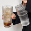 Zhaoran INS 600ml Vertical Stripe Glass Straw Cup with Lid (Set of 2)