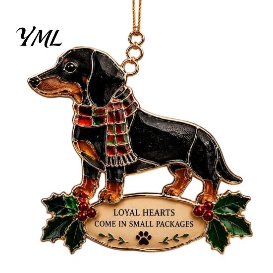 Decorative Ornaments for Fireplace Faux Stained Glass Christmas Ornaments, 2D Hummingbird Dachshund Highland Cow Tree Hanging Decorations Decoration