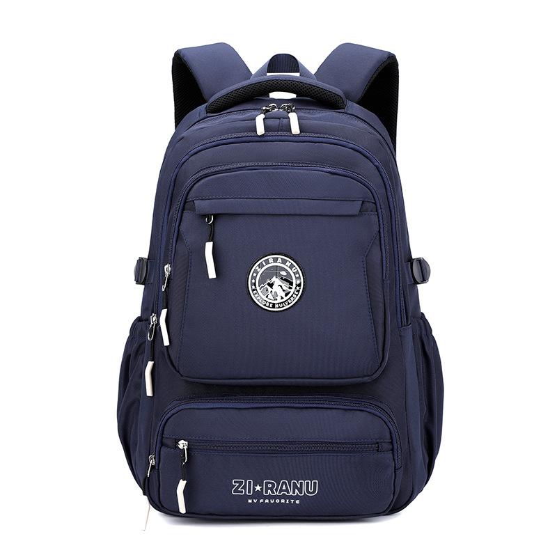 ZIRANYU New Solid Color Junior High School Book Bag Unisex Large Capacity Multi-layer Backpacks Wear-resistant Waterproof High School College Rucksack синий