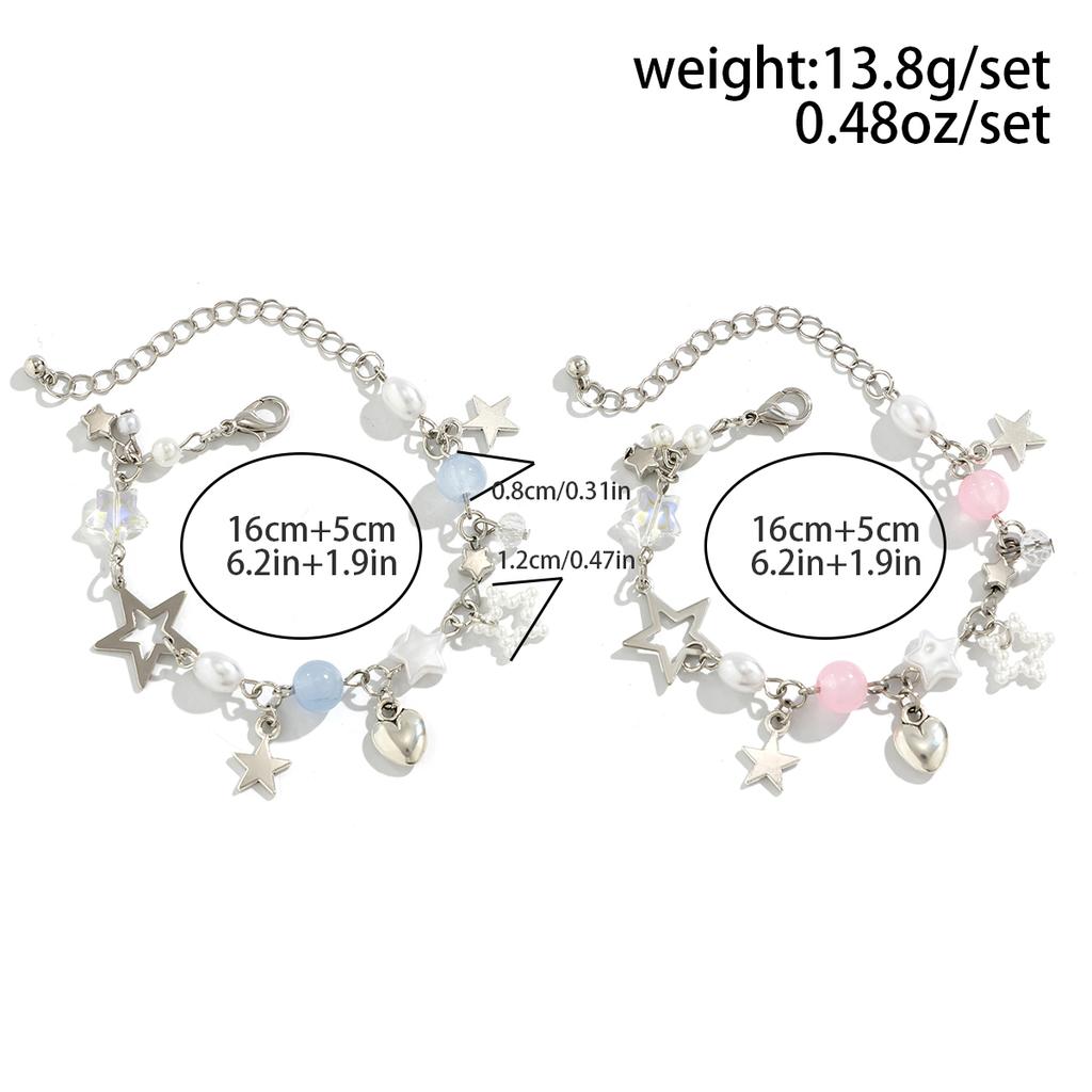 Ingemark Sweet Romantic Star Heart Pendant Bracelet Women Exquisite Imitation Pearls Crystal Glass Beads Bracelets Party Jewelry