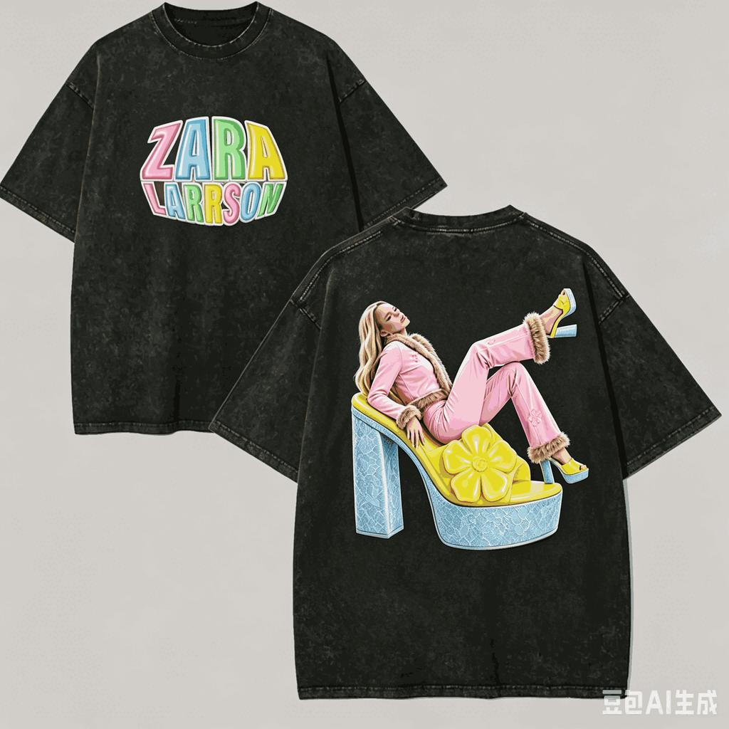 Zara Larsson for Fan Gift Washed T-shirt Men Women Harajuku Oversized Unisex Short Sleeve Streetwear High Quality Couples