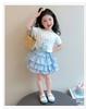 Girls' Summer Set 2026 New Fashionable Children's Summer Dress Short Sleeve Cake Skirt Two Piece Set for Baby Girls
