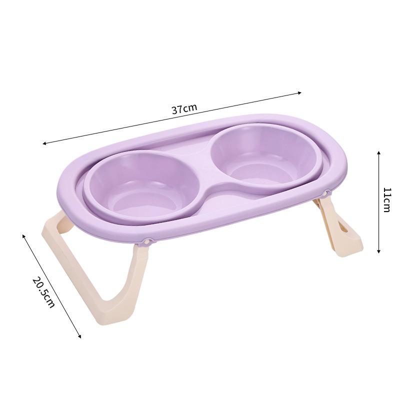 Stainless Steel Dog Bowl Foldable Cute Cat Bowl Double Bowl Leak-Proof Pet Bowl Cat And Dog Feeding Bowl Dog Rice Bowl