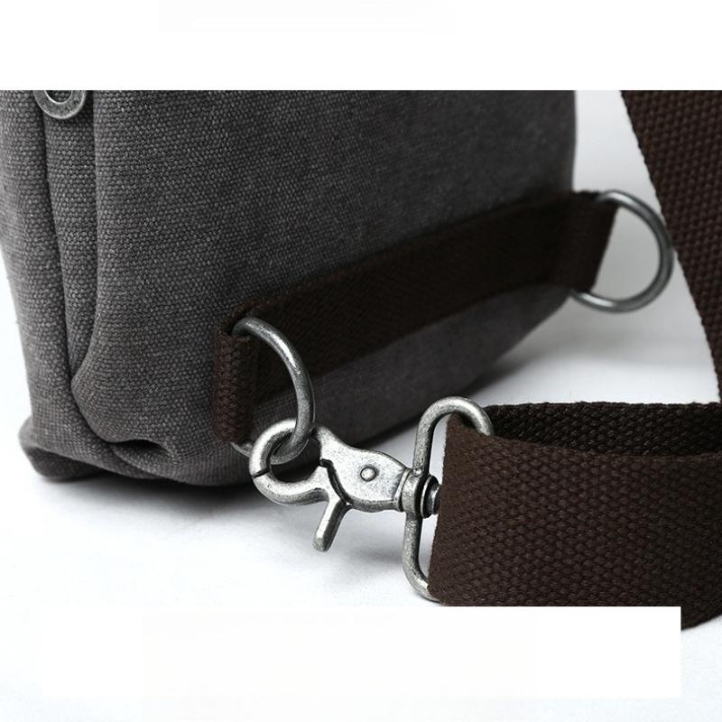 Men Canvas Chest Bag Large Capacity Crossbody Bags Retro Shoulder Bag Casual Student Messenger Bag