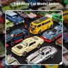 1:64 Vintage Car Alloy Diecast Racing Cars Series Miniature Model Toys Rubber Tires Sliding Forward Vehices Boy Gifts Collection