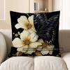 Home Decor Black Butterfly & Golden Flowers Pillow Cover Pattern Cushion Cover Suitable For Sofa Bedroom Car Pillow Cover
