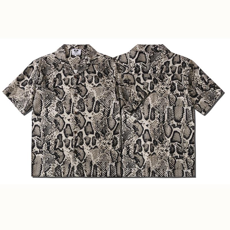 Street Style Leopard Print Loose Short Sleeve Cardigan Shirt For Men Women S
