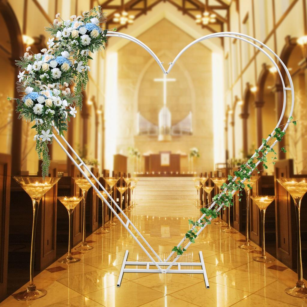 6.7FT Heart Shape Wedding Metal Backdrop Iron Arbors Background Stand for Floral Wedding Proposal Birthday Party Decorations