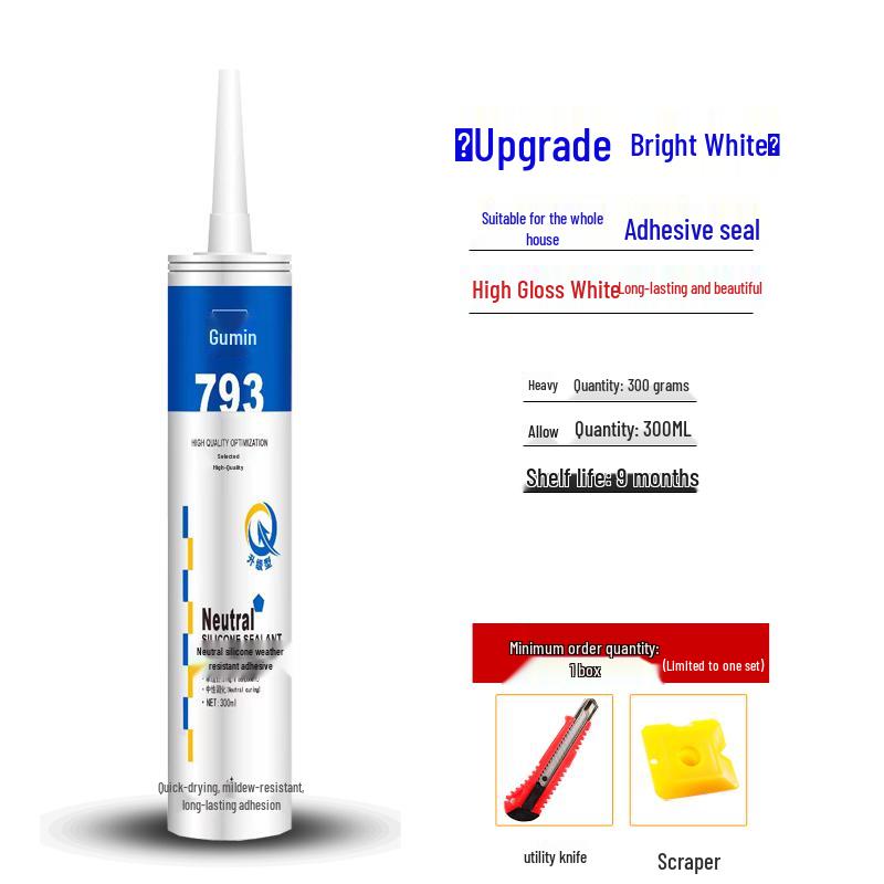 Solid Folk Glass Glue: Fast-Drying Waterproof Silicone Sealant - Weatherproof, Mildew-Proof, Transparent & White Porcelain Glue
