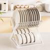 Double Layer Bowl Rack Multifunctional Dish Drying Rack Stainless Steel Dish Drainer for Kitchen Counter