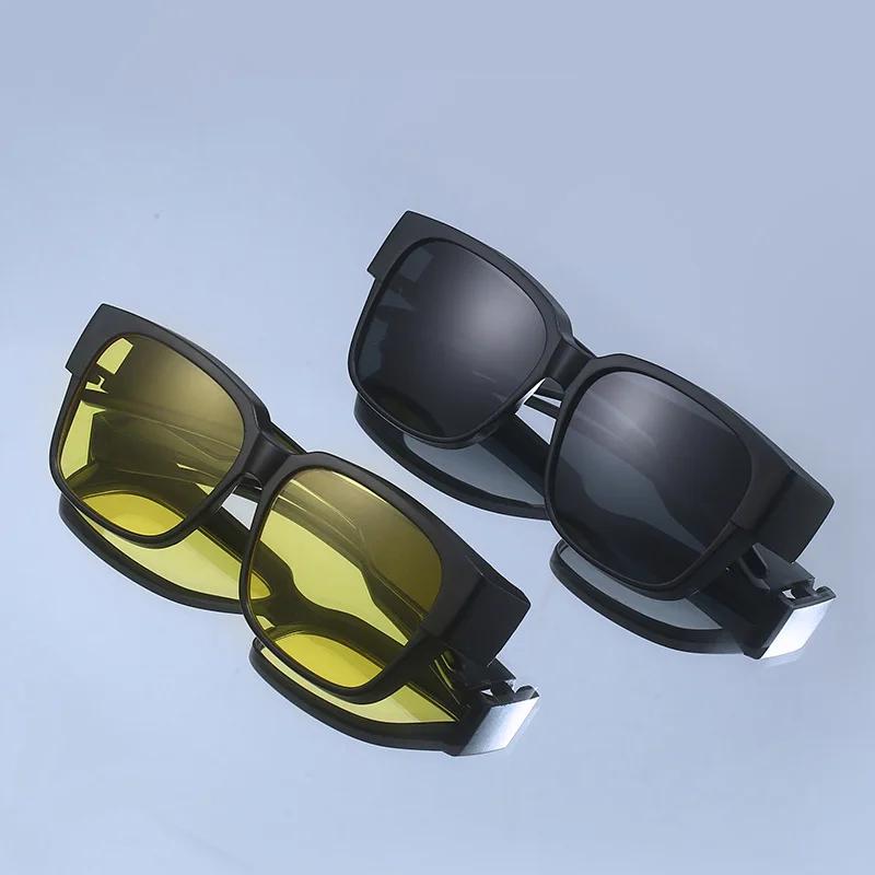 Sunglasses Unisex HD Lens Portable One Mirror Dual-use Anti-UV Sun Glasses Outdoor Driving Men Vintage Myopia TR90 Glasses Set