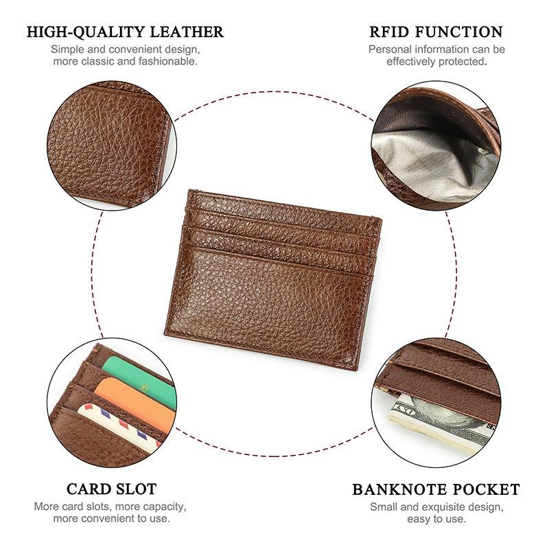 Card Case OEM Real Cowhide Card Clip Card Pack Thin Multi-card RFID Card Sleeve Generation