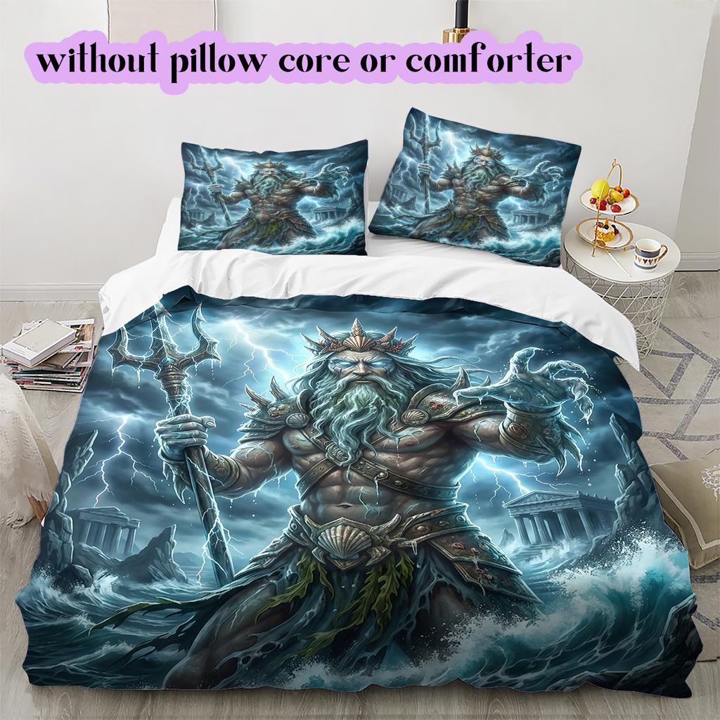 mythological figures Pattern Bedding Quilt Set Quilt Cover Pillowcase Home Decoration Birthday Gift (1 * duvet cover + 2 * pillowcase, without core)