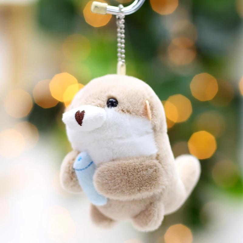 Loutre Mignonne Câlin Poisson Porte-clés Peluche Doux Animal Marin Poupée Accroche Sac à Dos Kawaii Dessin Animé Charme Sac Cadeau de Vacances Filles