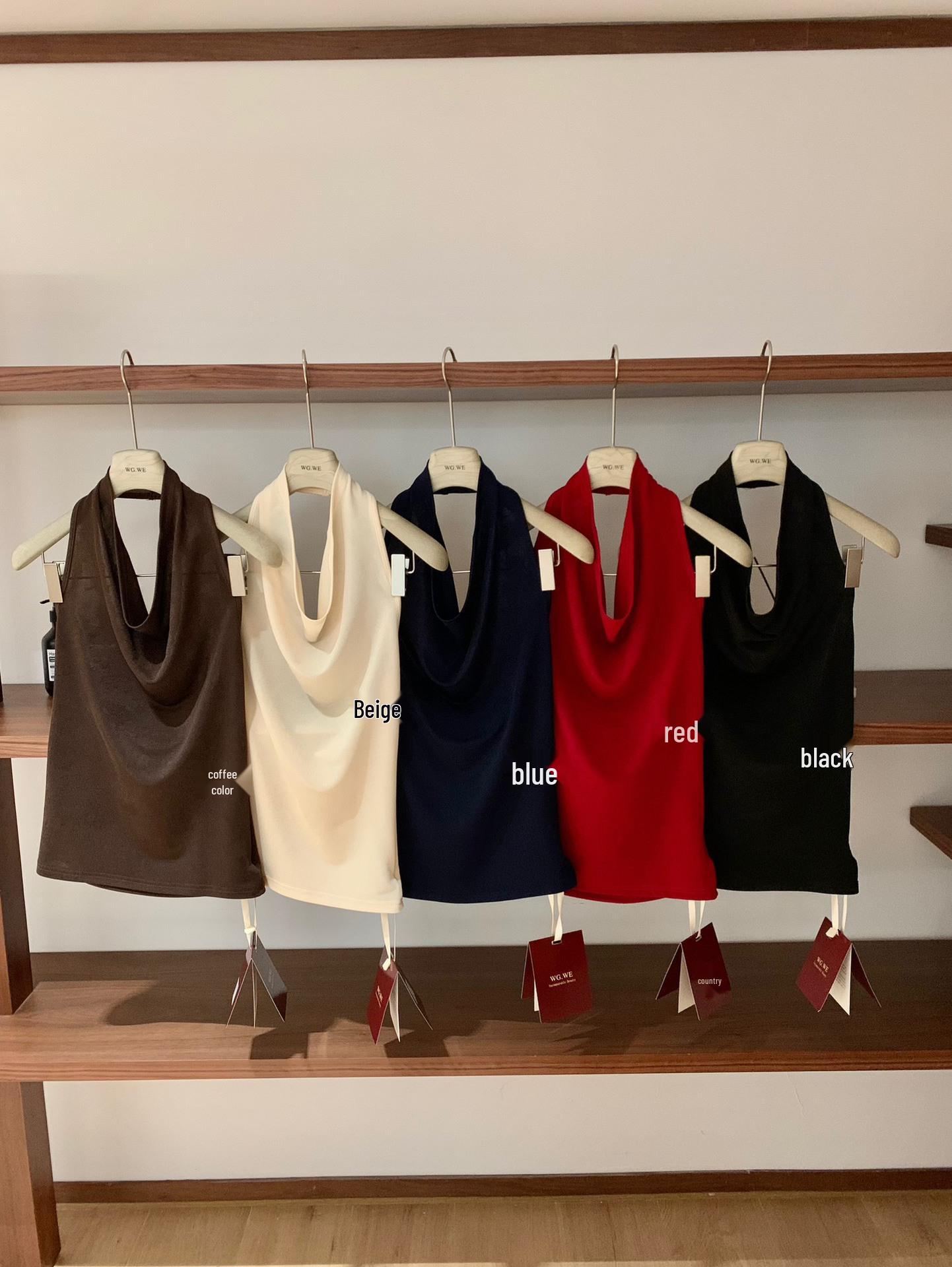 

WGWE8831 Women s Trendy Spring/Summer Swing Neck Backless Halter Camisole Sleeveless Top Medium