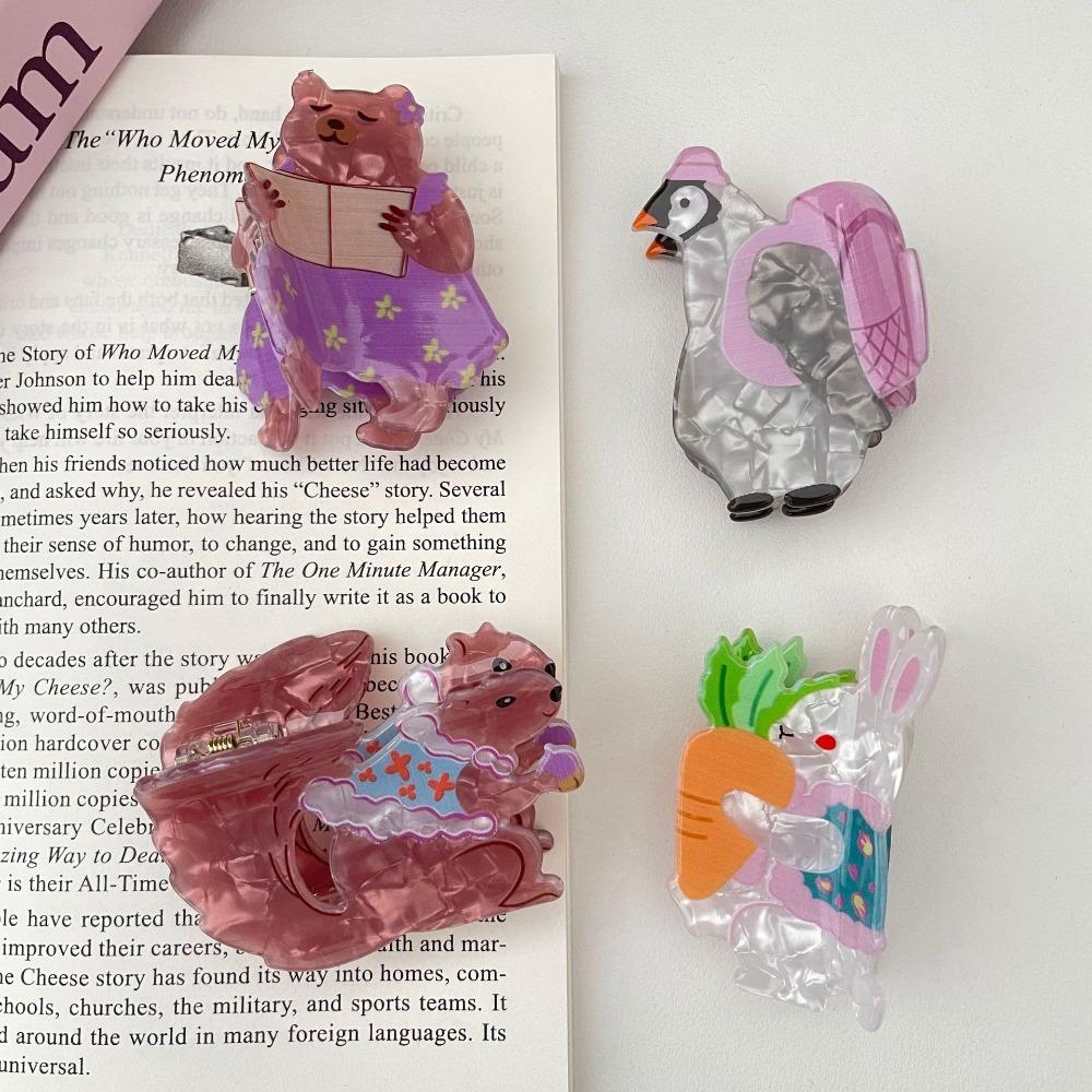 

Squirrel Cute Rabbit Hair Grab Penguin Hairpin Personalized Acrylic Shark Clip Woman Girls Squirrel