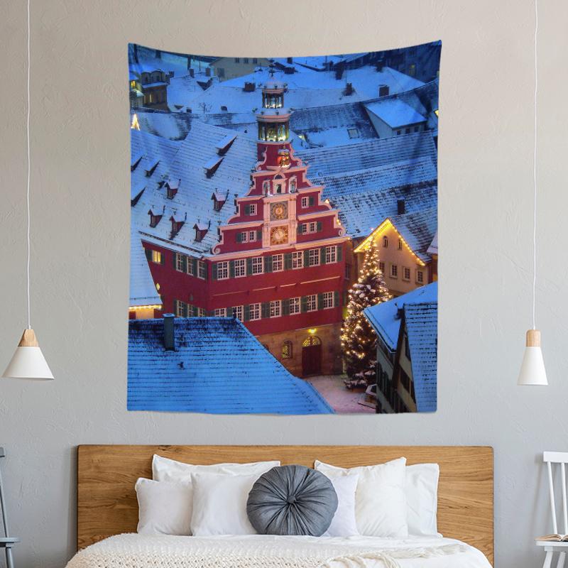Christmas Tree Decoration Printed Pattern Tapestry Home Living Room Bedroom Wall Decoration Background Cloth Tapestry 230x180cm