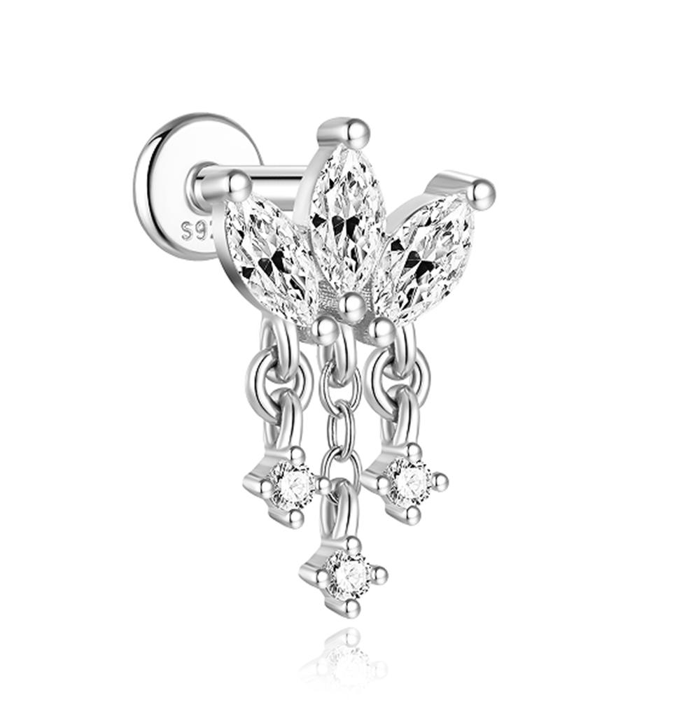 AIDE 1PC 925 Silver Zircon Piercing Chain Fit For Earring Hoops Ear Bone Studs DIY y2K Lucky Red Koi Fish Jewelry Accessories