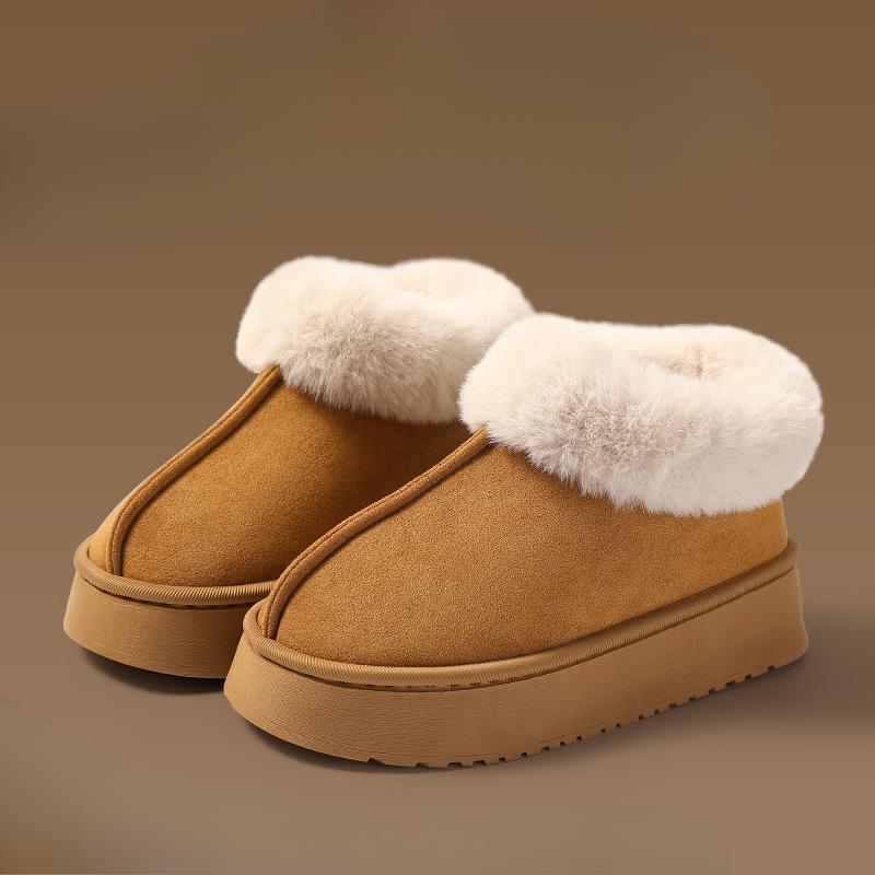 New Indoor and Home Anti-slip, Height-increasing, Warm, Fleece and Thickened Cotton Shoes for Women