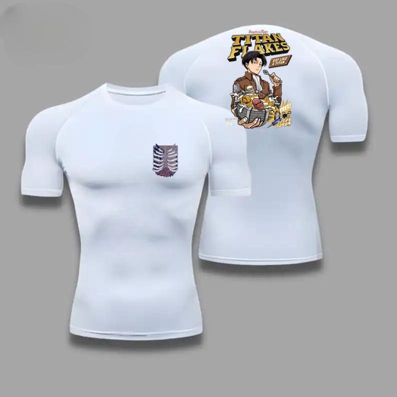 Men Compression T-Shirt Fitness Running Sports Quick-Dry Wings Freedom Breathable Short Sleeves Stretchy Fabric Summer Workouts