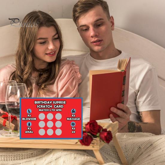 3 Pcs Adult Scratch Card Date Night Challenges Between Couples Bedtime Entertainment Card Valentine's Day Scratch Card Gift for Couples