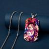 Demon Slayer Kimetsu No Yaiba Tanjiro Nezuko Stainless Steel Color Printed Dog Tag Necklace Anime Cosplay Accessory Gift For