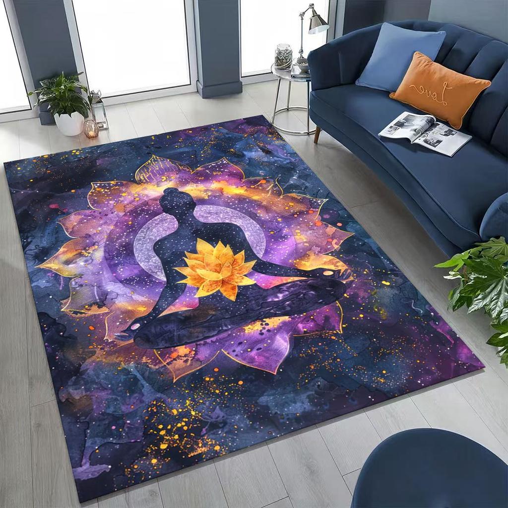 Bohemia Yoga Chakra Mandala Spirit Meditation Rug for Bedroom Living Room Sofa Home Doormat Decor,Large Kids Non-slip Floor Mat