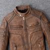 Vintage Yellow Brown Genuine Cowhide Leather Jacket Men Natural Cow Leather Jackets Soft Slim Fit Man Short Coat Autumn Clothing