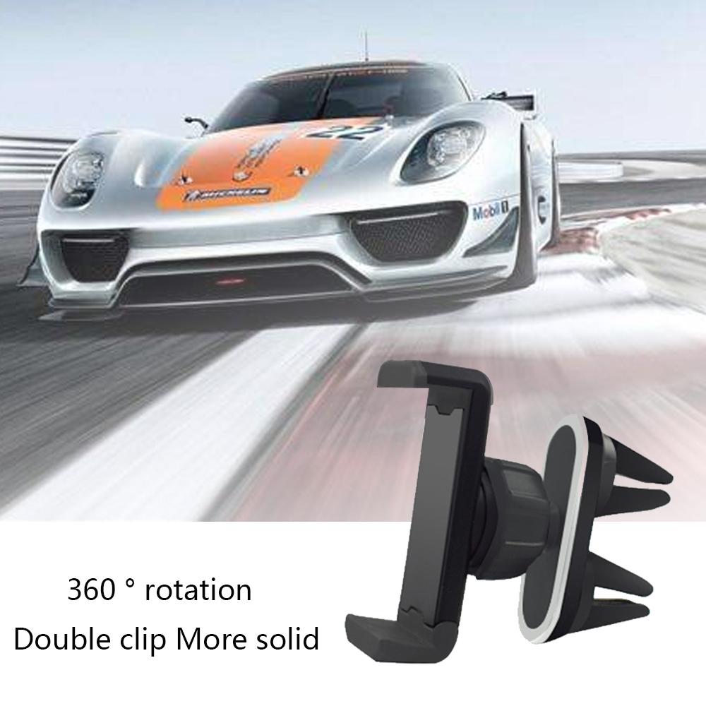 Universal Car Phone Holder Air Vent Holder Double Mount Clips 360 Rotation GPS Holder Stand Cradle for Samsung Iphone Lg Xiaomi