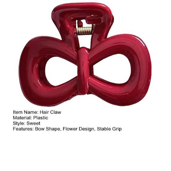 Women Hair Clip Flower Bow Shape Strong Grip Back Head Hair Claw French Retro Style Hair Accessories