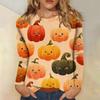 Women's long-sleeved loose-necked Halloween print casual top , suitable for holiday parties