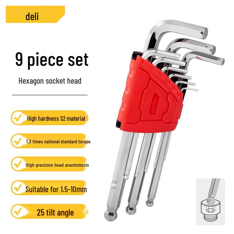 Deli Industrial Long Ball End Hex Key Set