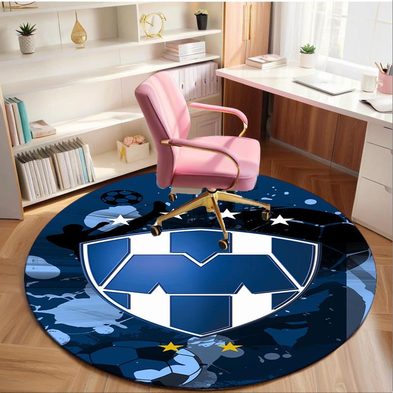 1PC round rug Monter-rey Football Crest Art Printed Round Area Rug ,Rug For Home Office, Round Chair Rug, Decorative Carpet Fan gifts Christmas gift