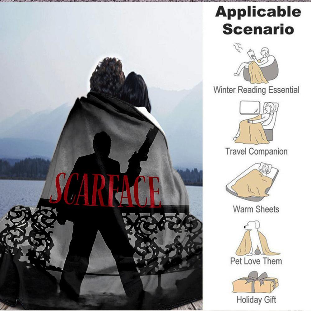 1pc Scarface Soft Comfortable Blanket Digital Print, All Season Multipurpose Knit Fabric Bedding, Office, Sofa Home Decor Blanket
